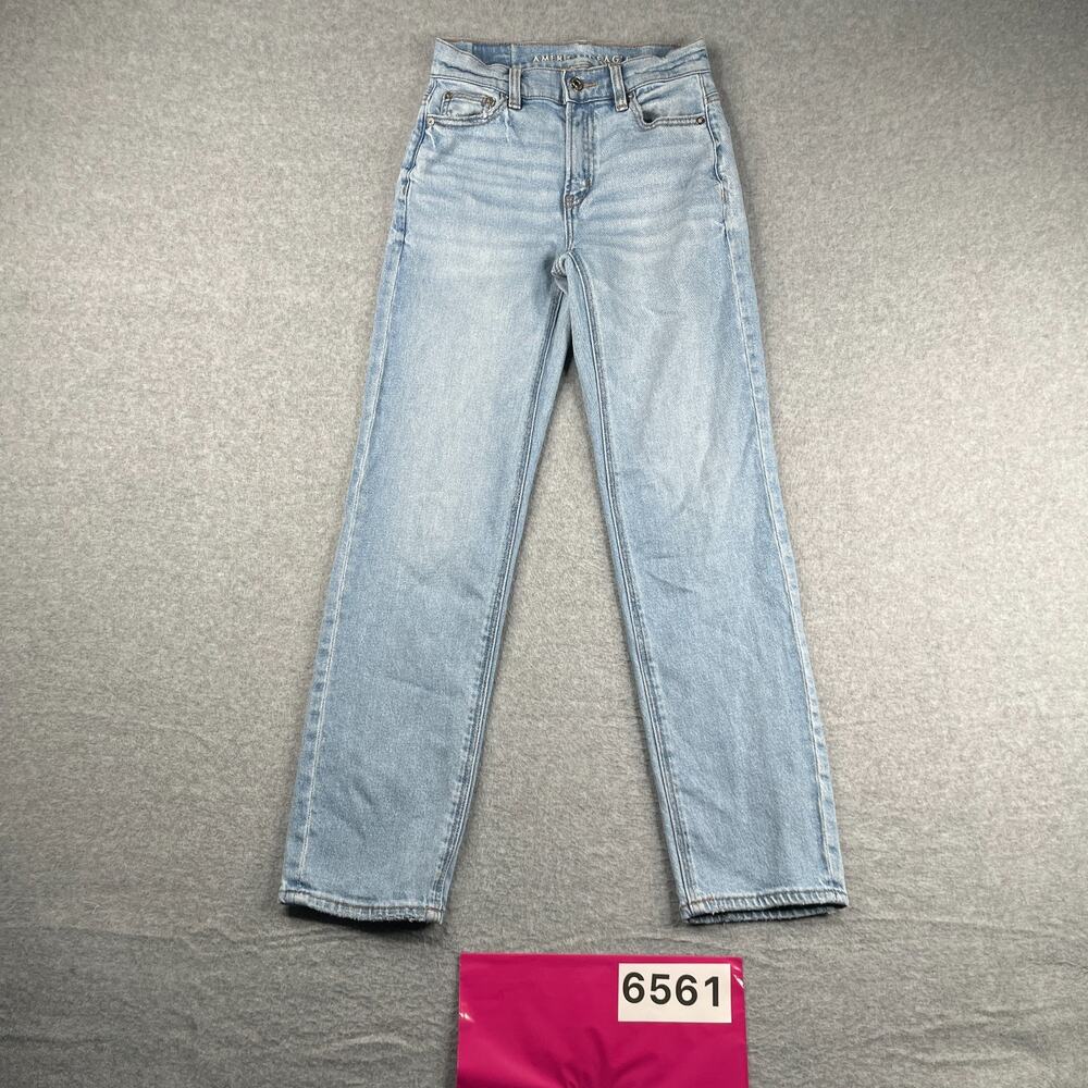 American Eagle Stretch Denim Jeans Super High Rise Straight 000 Short